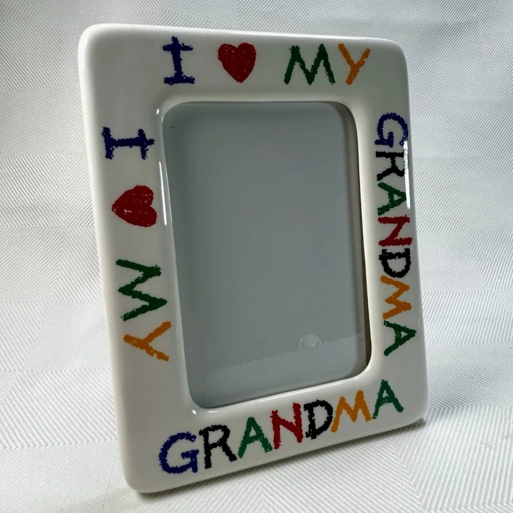 Vintage I LOVE MY GRANDMA Ceramic Picture/Photo Frame 4 x 6